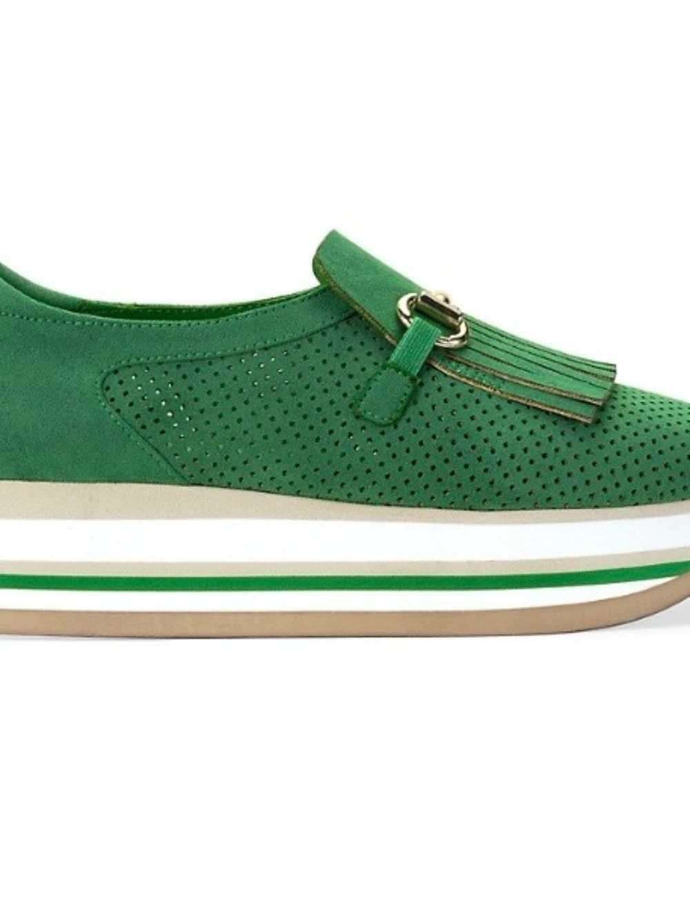 Green Platform Fringe Loafer Sneakers NWT - Picture 5 of 10